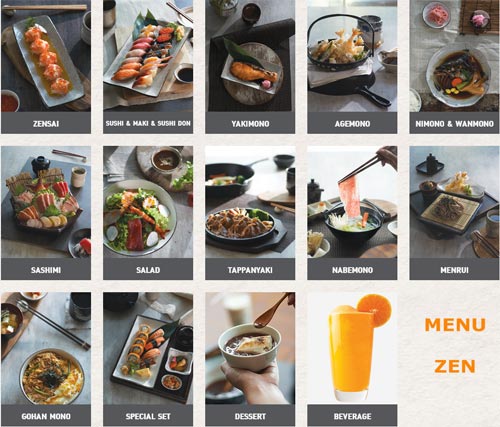 Меню ZEN Japanese Restaurant